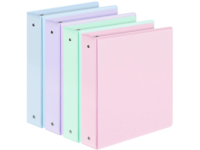 4 Pack 3 Ring Binders 1.5 Inch, Three Round Ring Binder with Pockets Extra Durable, Eco-Friendly, PVC-Free, Reinforced Hinge, 1300-Sheet Capacity,...