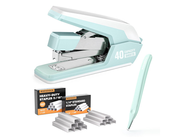 Heavy Duty Stapler for Desk with 40-50 Sheet, 2000 Staples, Green Classroom Stapler, Teacher Stapler, Office Stapler, Ergonomic & Easy-to-Load...