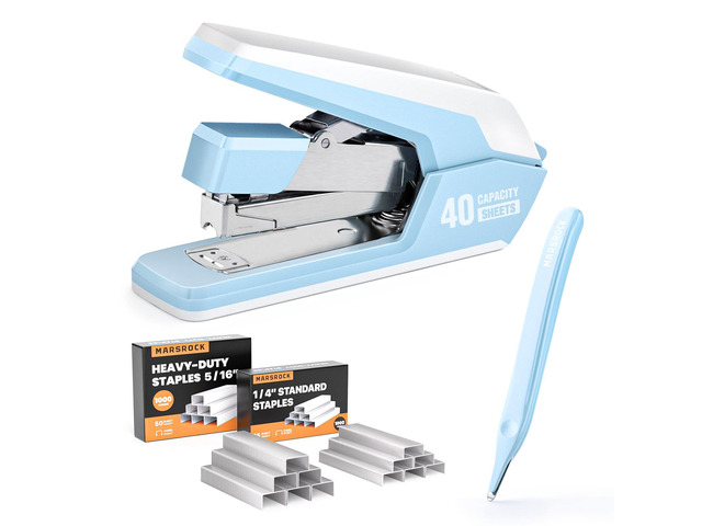 Heavy Duty Stapler for Desk with 40-50 Sheet, 2000 Staples, Blue Office Stapler, Classroom Stapler, Teacher Stapler, Ergonomic & Easy to Load...