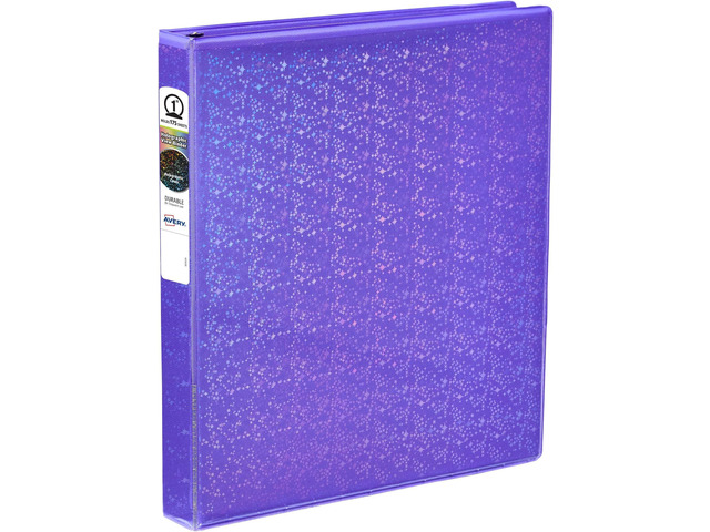 Luxe Collection Durable Holographic 3 Ring Binder, Customizable View Cover, 1 Inch Round Rings, 1 Holographic Violet Binder (03226) (Pack of 6)