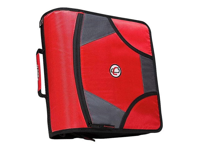 it School Zipper Binder 4-Inch D-Rings 800-Sheet D-186 Red King Sized Zip Tab, 5-Subject Expanding File Folder, Multiple Pockets, Storage...