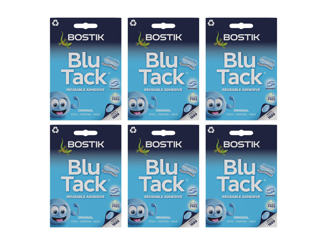 Blu Tack (6 Pack) 1.6oz Multipurpose Mounting Sticky Putty Non-Toxic Reusable Hanging Adhesive Great for Home, School & Office Blue