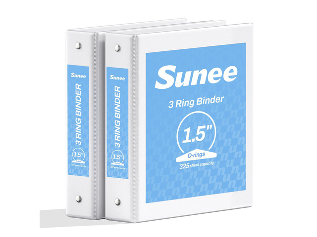 3 Ring Binder 1.5 Inch 2 Pack, Clear View Three Ring PVC-Free (Fit 8.5x11 Inches) for School or Office Supplies, White