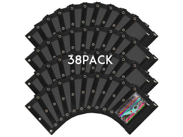 38 Pack Black Pencil Pouch for 3 Ring Binder Pencil Bags with Zipper Pencil Pouches Pencil Bags for Classroom bulk Pencil Box Pencil Case for...
