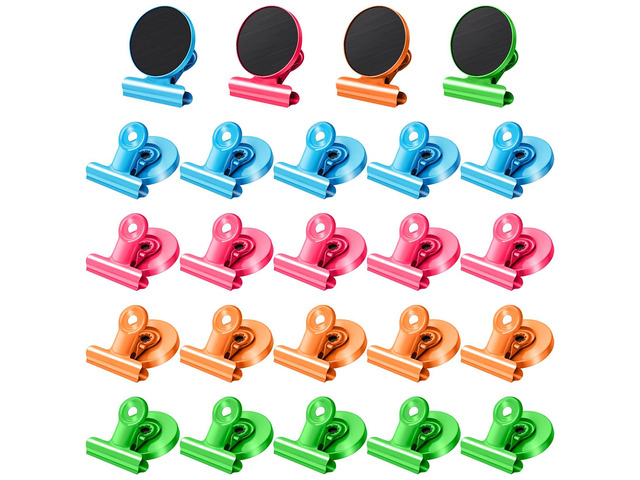 24Pack Fridge Magnets Refrigerator Magnetic Clips for Classroom (Colorful) Scratch Free Strong Magnet Heavy Duty Clips Perfect for Kitchen,Photo...