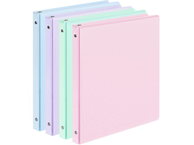 4 Pack 3 Ring Binders 0.5 Inch, Three Round Ring Binder with Pockets Extra Durable, Eco-Friendly, PVC-Free, Reinforced Hinge, 400-Sheet Capacity,...