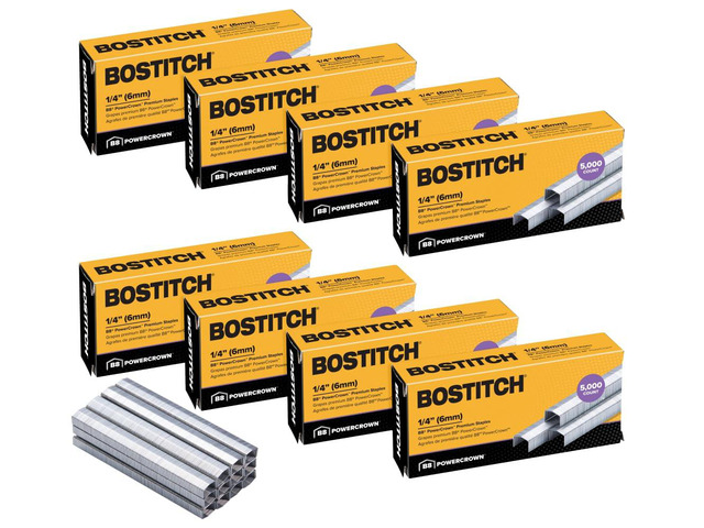 Office B8 PowerCrown 0.25 Inch Staples, Pack of 40,000 Staples, (STCRP21151/4-8), Silver