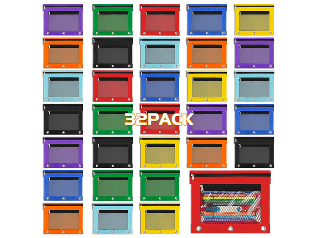 32 Pack Pencil Pouch for 3 Ring Binder Pencil Pouches with Zipper Pencil Pouches Pencil Bags for Classroom bulk Pencil Box Pencil Case for Storing...