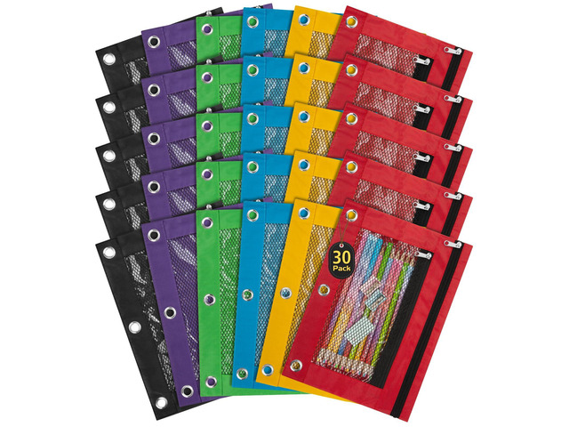 30 Pack Pencil Pouch for 3 Ring Binder Pencil Pouches with Zipper Pencil Pouches Pencil Bags for Classroom bulk Pencil Box Pencil Case for Storing...