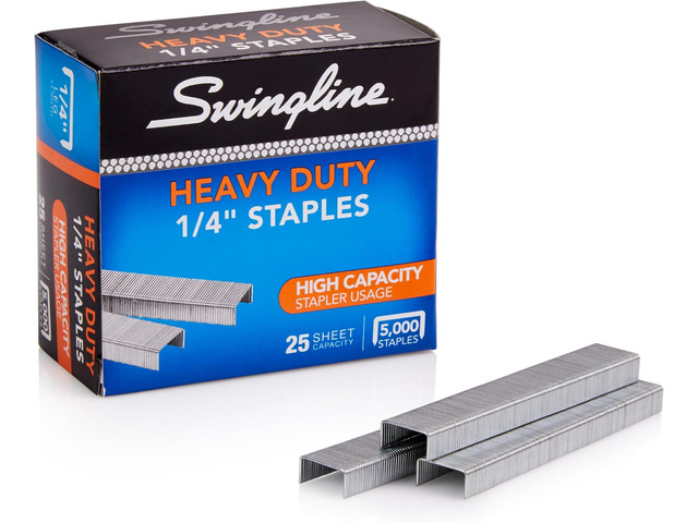 Staples, Heavy Duty, 1/4' Length, 25 Sheet Capacity, 100/Strip, 5000/Box, (79394) 1/4' (25 Sheet) (Pack of 10)