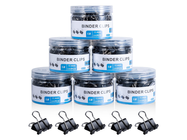Small Binder Clips 864 PCS Mini 15mm Paper Clip 5/8 Inch Paper Clamps Bulk Micro Black Metal Binding Paperwork Clamp, School Teachers Office Supplies