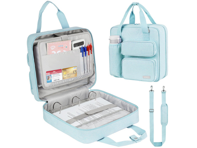 Zipper Binder 3 Ring, 700 Sheets Capacity, Binder 3 Inch with Shoulder Strap Fits 13 Inch Laptop for School and Office,Blue
