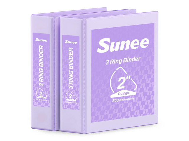 3 Ring Binder 2 Inch, Clear View Binder Three Ring PVC-Free (Fit 8.5x11 Inches) for School or Office Supplies, Purple, 2 Pack