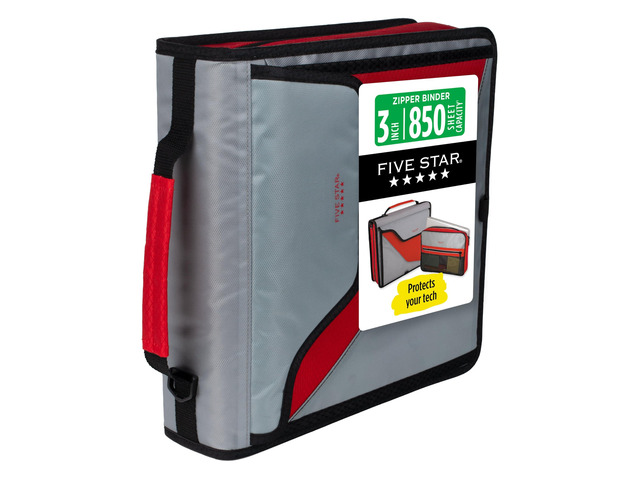 Zipper Binder, 3-Inch D-Ring Case Binder, 850-Sheet Capacity, Multiple Pockets, Front 5-Tab Expanding File, Removable Padded Case and Shoulder...