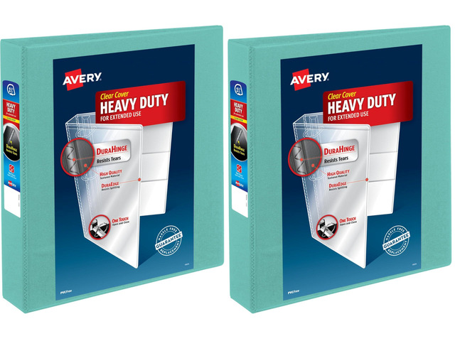 Heavy-Duty View 3 Ring Binder, 1.5 Inch EZD Rings, Great for Portfolios, Office, School Notebooks, and More, 1 Mint Binder (79271) (Pack of 2)