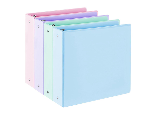 2'' 3-Ring-Binder with Pockets, 450 Sheets Capacity, 2 inch Binders fits 11' x 8.5' US Letter Size, Assorted 4 Pastel Colors - Ideal for School,...