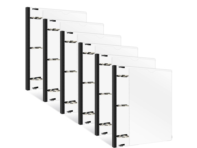 1.5 Inch Telescoping 3 Ring Binder - 6PCS, Flexible Round Binder with Customizable Front Cover and Clear Catalog Pocket, 1.5Inch Rings, White ...