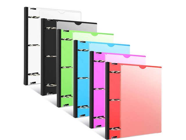 1.5 Inch Telescoping 3 Ring Binder - 6PCS, Flexible Round Binder with Customizable Front Cover and Clear Catalog Pocket, 1.5Inch Rings, Perfect for...