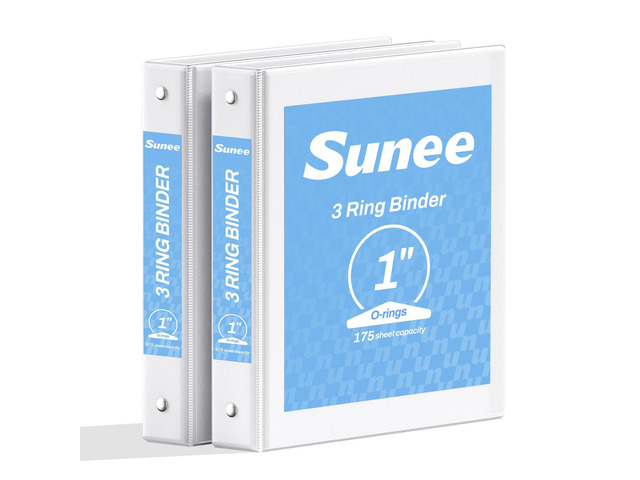 3 Ring Binder 1 Inch 2 Pack, Clear View Three Ring PVC-Free (Fit 8.5x11 Inches) for School or Office Supplies, White