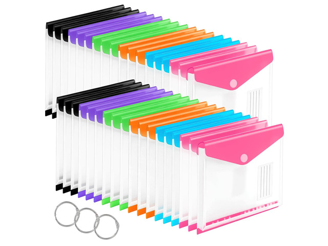36 Pack Binder Folders with Pockets 11 Holes Expandable Dividers for 2/3/4 Ring Document Pouch with Label Loose-Leaf Transparent Binder Organizer...
