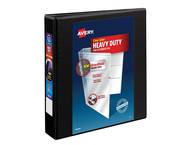 Heavy-Duty View Binder, 1-1/2' EZD Rings, 1 Black Binder For Heavy School, Home and Office Use, DuraHinge Tear-Resistant Spine, DuraEdge...