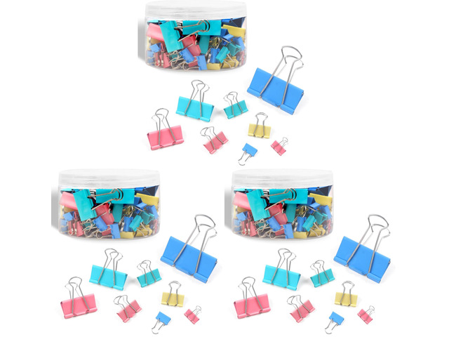 125Pcs Binder Clips Colored, Binder Clips Assorted Sizes, 6 Sizes Binder Paper Clips for Office Supplies/Home/School (Blue, Pink, Yellow, Green)...