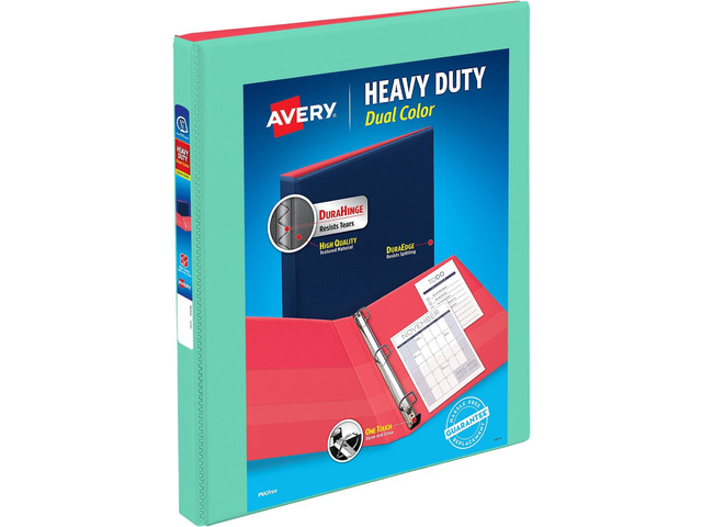 Heavy-Duty Dual Color 3 Ring Binder,0.5' One Touch Slant Rings,135-Sheet Capacity,0.7 Inch Wide Spine, Home,School Supplies,Office or Organization...