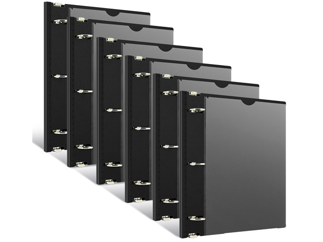 1 Inch Telescoping 3 Ring Binder - 6PCS, Flexible Round Binder with Customizable Front Cover and Clear Catalog Pocket, 1Inch Rings, BlackPerfect...