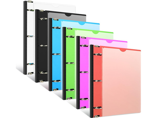 1 Inch Telescoping 3 Ring Binder - 6PCS, Flexible Round Binder with Customizable Front Cover and Clear Catalog Pocket, 1Inch Rings, Perfect for...