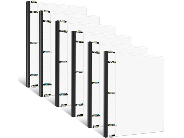 1 Inch Telescoping 3 Ring Binder - 6PCS, Flexible Round Binder with Customizable Front Cover and Clear Catalog Pocket, 1Inch Rings, White Perfect...