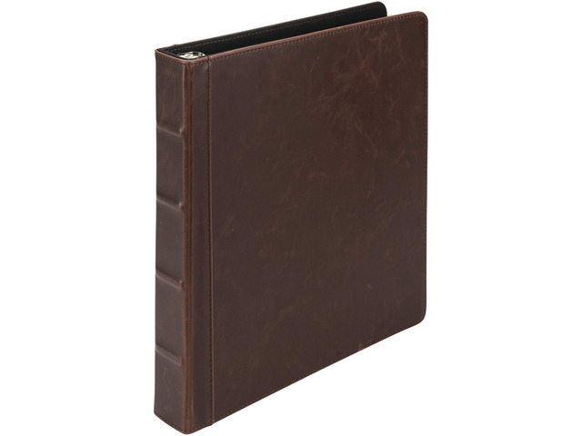 Vintage Leather 3 Ring Binder, Professional Organizer, Planner, 1 Inch Round Ring (Holds 200 Sheets), Letter Size 8.5 x 11, No Zipper, Brown
