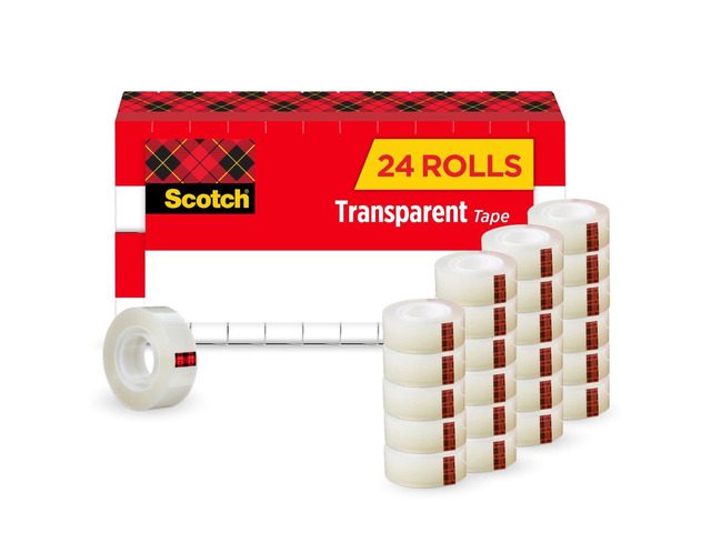 Transparent Tape, 1 Inch Core, Refills, 3/4 in. x 1,000 in. 24 Clear Tape Refill Rolls
