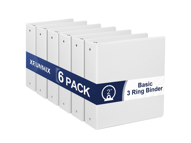 2-Inch 3-Ring Binder with Pockets, 2 Premium View Binders with Three Ring Binders Holds up to 450 Sheets US Letter Size, Bulk Pack of 6, Perfect...