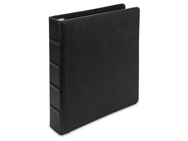 Vintage Faux Leather 3 Ring Binder, 1.5 Inch Round Ring, Full Size Binder for 8.5 x 11 Letter Size Paper, Professional Organizer with Interior...