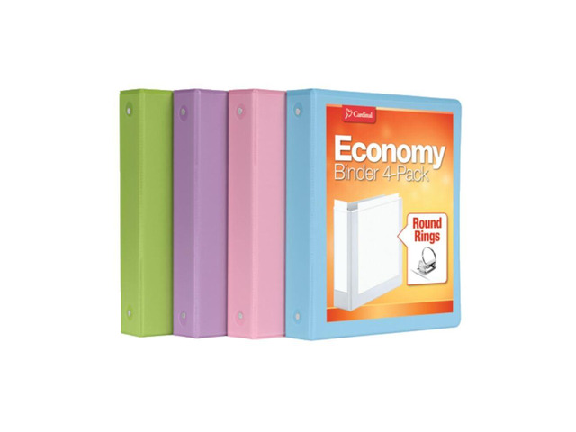 3 Ring Binders, Binders for School and Office, Durable 1.5 Inch, Round Rings, Holds 350 Sheets, ClearVue Presentation View, Non-Stick, Assorted...