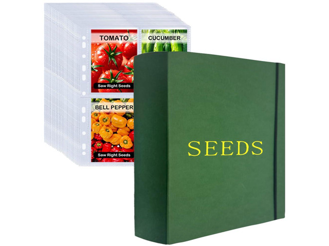Extra Large Seed Storage Organizer Binder,3 Ring Seed Packet Organizer with 200 Pockets(50 Pack Clear Sheet Protectors), Garden Seed Holder Book...