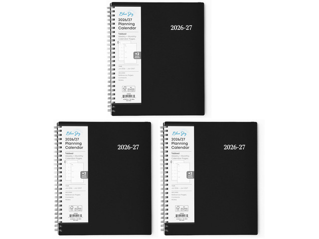 2026-2027 Weekly and Monthly Academic Year Planner Calendar, July 2026 - June 2027, 7' x 9', Flexible Cover, Wirebound, Laminated Tabs, Enterprise...