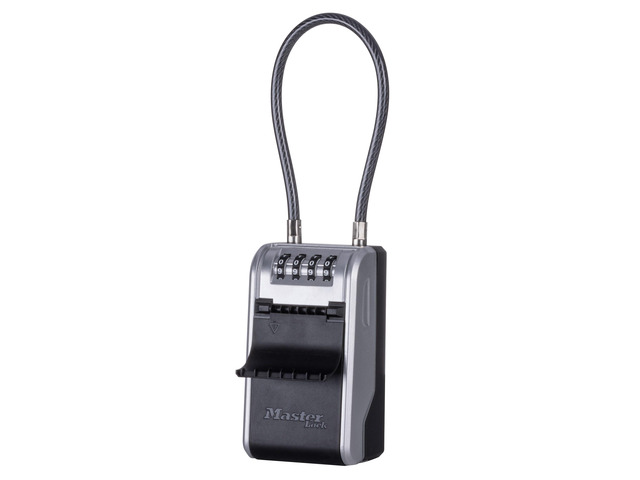 High Capacity Key Lockbox, Combination Dial, Removable Cable Combination Key Safe For Keys, Fobs and Access Cards, Weather Resistant, Removable...