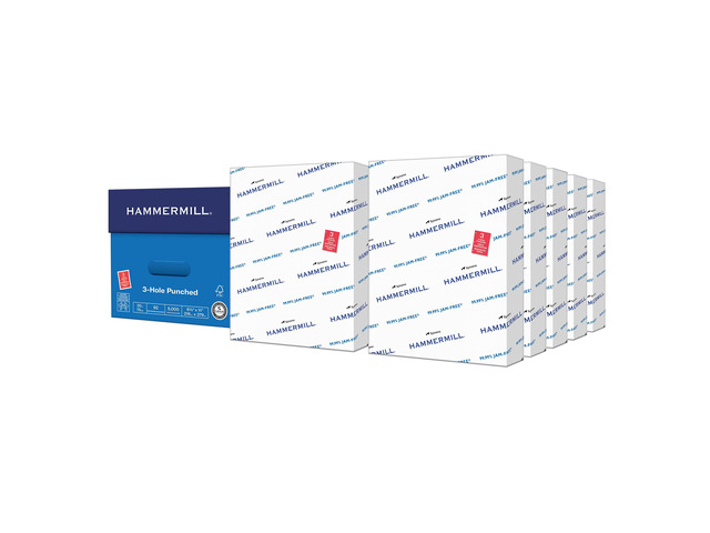 Printer Paper, 20 lb Copy Paper, 3 Hole - 10 Ream (5,000 Sheets) - 92 Bright, Made in the USA, 105031C