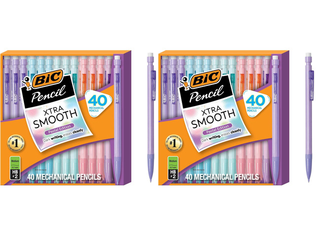 Xtra-Smooth Pastel Mechanical Pencils with Erasers, Medium Point (0.7mm), Bulk Mechanical Pencils for School or Office Supplies, 40 Count (Pack of 2)
