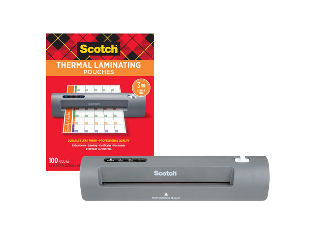 Thermal Laminator and Pouch Bundle, 2 Roller System, Laminate up to 9' Wide (TL901X) with Laminating Pouches, 100-Pack (TP3854-100)