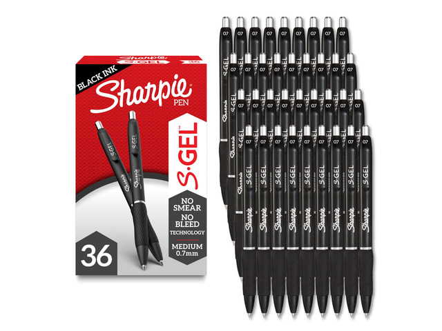 S-Gel Pens, Medium Point (0.7mm), Black Gel Ink, 36 Count - Writing, Note-Taking, Office Supplies, No Smear, No Bleed