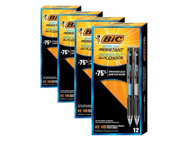 Break-Resistant Mechanical Pencils with Erasers, No. 2 Medium Point (0.7mm), 12-Count Pack, Perfect Teacher Appreciation Gifts (Pack of 4)