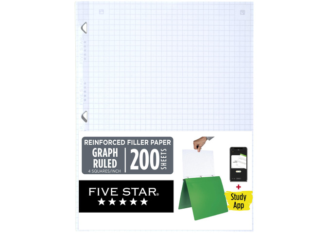 Loose Leaf Paper + Study App, Graph Ruled Filler Notebook Paper, Reinforced, Fights Ink Bleed, 8-1/2' x 11', 200 Sheets (170055-ECM) (Pack of 6)