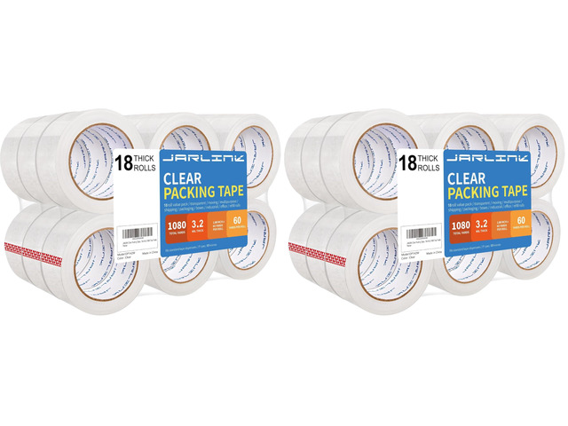 18 Rolls Clear Packing Tape, Heavy Duty Packaging Tape (Pack of 2)