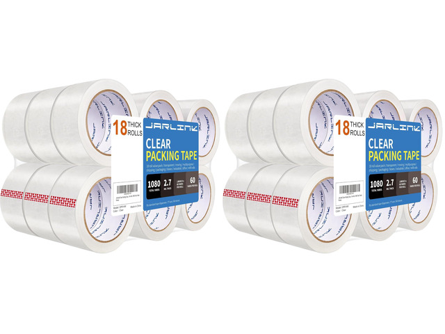 18 Rolls Clear Packing Tape, Heavy Duty Packaging Tape (Pack of 2)