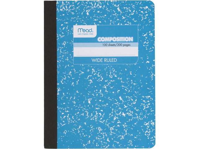 Composition Notebook,Wide Ruled Paper,7-1/2' x 9-3/4',100 Sheets,Blue Marble (09918AY7),(Pack of 12)
