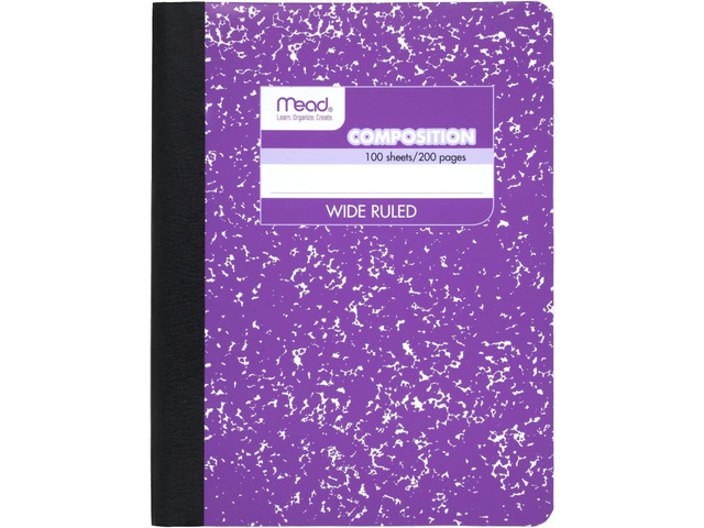 Composition Notebook, Wide Ruled Paper, 7-1/2' x 9-3/4', 100 Sheets, Purple Marble (09918BA7) (Pack of 12)