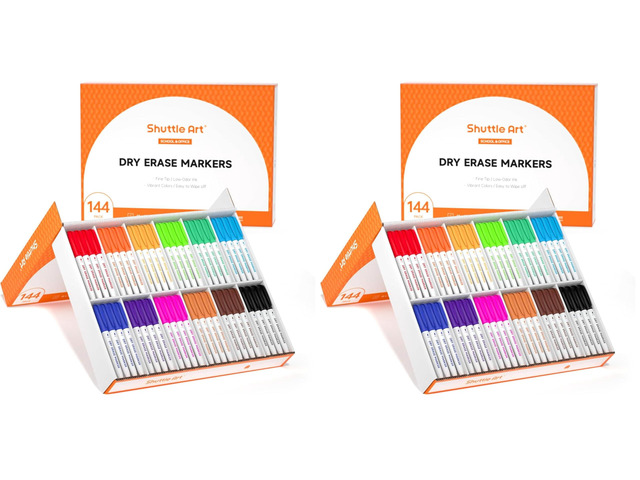 Dry Erase Markers, 12 Colors 144 Bulk Pack Whiteboard Markers, Fine Point Dry Erase Markers Perfect for Writing on Dry Erase Whiteboard Mirror...