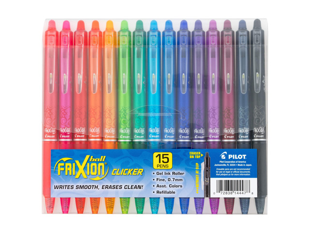 FriXion Clicker Erasable, Assorted Color Inks, 15-Pack Pouch